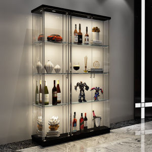 酒柜靠墙客厅现代简约全玻璃酒柜餐边柜小型轻奢收藏柜透明展示柜