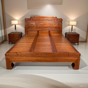 金花梨木中式全实木床1.8米古典雕花红木双人大床菠萝格榫卯结构