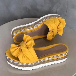 ladies slippers2020新款速卖通蝴蝶结凉拖女ebay外贸大码欧美鞋