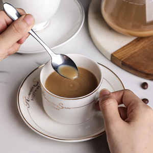 欧式轻奢咖啡杯子陶瓷咖啡杯碟装小奢华下午花茶杯早餐牛奶杯包邮