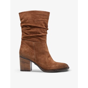 含税代购dune london rosa 皱折高跟绒面革靴子2021新款秋冬女鞋