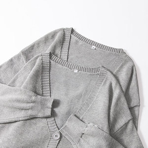 银灰色重磅v领开衫毛衣外套秋冬宽松百搭针织上衣男女