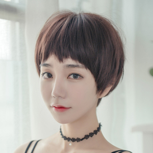 假发女短发波波头个性圆脸自然时尚潮流帅气逼真修脸蓬松全头套式