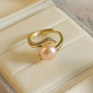天使之眼天然淡水珍珠戒指活口镶嵌戒子波西米亚风气质百搭款