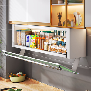 厨房调料置物架墙上吊柜免打孔家用壁挂备菜盘储物柜调味品收纳架