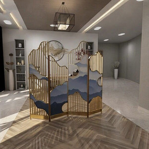 屏风欧式玄关隔断客厅轻奢折叠移动折屏新中式金属现代简约北欧