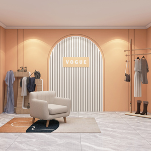 立体格栅墙纸暖色系女装童装店直播间背景墙壁纸高级感美容院前台