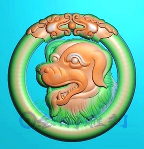仿古 十二生肖狗精雕图jdp灰度图bmp浮雕图玉雕图 观音佛金刚雕刻