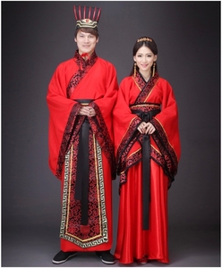 新款古装中式汉式婚礼服红色新娘新郎结婚服喜服汉服唐朝汉朝男女