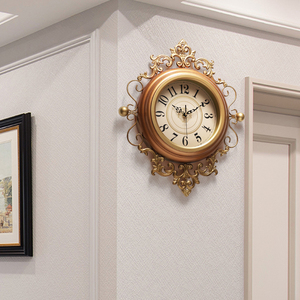 美式客厅时钟创意欧式挂钟复古艺术挂表装饰壁钟家用静音时尚钟表
