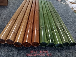厂家直销定制铝合金木纹铝圆管走廊烤漆圆管仿竹纹管装饰护栏竹管