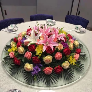 新款 酒店餐桌花仿真花台花假花饭店装饰花圆形转盘花圆桌花绢花