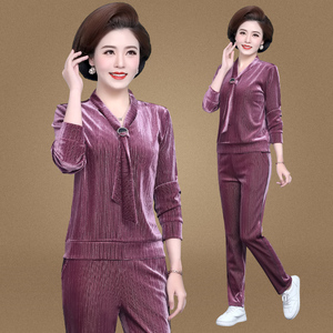 年轻妈妈秋装时尚套装休闲运动服女春秋气质洋气两件套40岁50潮流