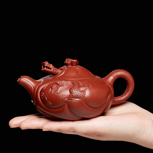 紫亨旗舰店天猫紫砂匠人杨建英鱼化龙壶宜兴全手工紫砂壶原矿大红袍