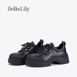 BellaLily初春新款增高上班小皮鞋女透气单鞋牛皮JK制服鞋子