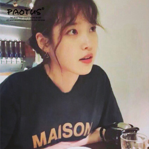 iu李知恩同款衣服纯棉半袖字母印花t恤女简约宽松短袖打底衫bf风