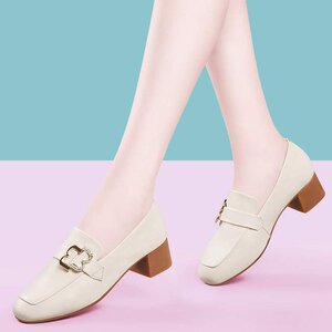 悠悠夫人贵之步京东索菲亚乐福鞋女真皮中粗跟新款秋软皮