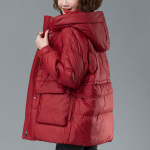 轻薄加厚羽绒棉服女2024新款红色棉袄中长款时尚洋气冬季外套爆款