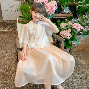 女童连衣裙夏装2024新款女孩夏季中式国风汉服裙子儿童公主裙套装