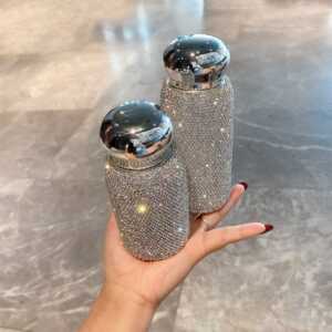 迷你保温杯轻奢镶钻小巧便携200ml水杯女士高颜值ins水钻石口袋杯