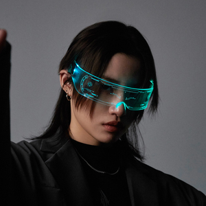 赛博朋克未来科技感发光护目眼镜科幻led眼镜蹦迪摇摆拍照ins潮牌