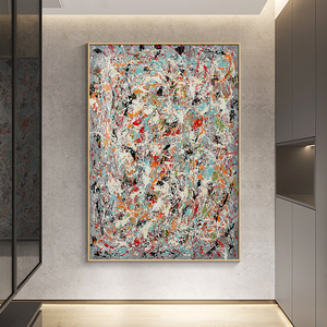 现代简约玄关装饰画波洛克艺术抽象走廊过道壁画竖版大幅客厅挂画