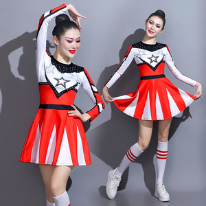 健美操表演服女演出服比赛服2024新款定制红色啦啦操服拉拉队服装