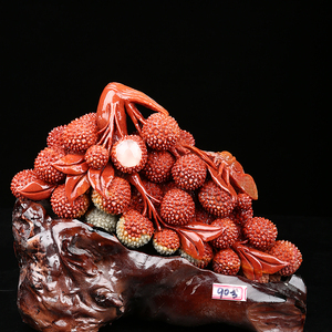 寿山石摆件荔枝硕果累累雕刻精品客厅石雕天然篆刻办公室玄关家居