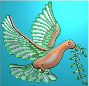 报平安鸽子带线 精雕图 雕刻图 灰度图 jdp浮雕图 和平鸽