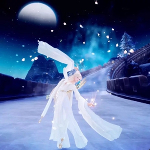 剑三外观剑3剑网3限量外观兰庭轻罗·金烬蓝兰亭金兰亭配狐金超美