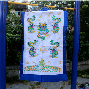 白色道袍法衣无袖龙袍朝衣双层五龙八卦图案伺服袍绣花短袖佛衣