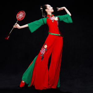 秧歌服演出服女中国风扇子舞古典舞蹈服装飘逸套装艺考伞舞广场舞