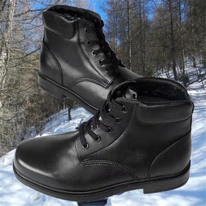 冬季07士兵绒皮鞋羊毛军靴棉皮鞋男军官加厚保暖高帮棉皮靴毛皮鞋