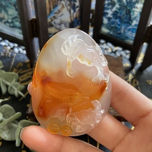 天然水胆玛瑙可爱小螃蟹纵横四海鸿运当头吊坠挂件送礼首先可定制