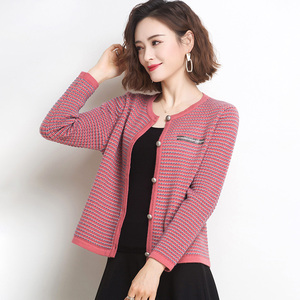 女士短款条纹毛衣小外套女装春装2022年新款外搭小款上衣针织开衫