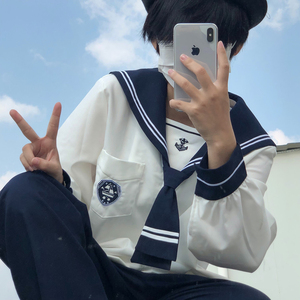 喵丸水滨埗原创jkdk制服海军风水手服长短袖学生校服套装长短裤男