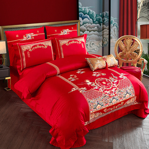 纯棉结婚四件套婚被全套装新婚礼十件套婚床婚嫁喜被婚庆床上用品