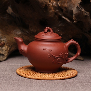 正宗老壶宜兴紫砂壶现代艺术九十年代紫砂一厂260cc梅报春红泥
