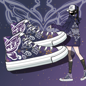 幻乐蝶原创设计中国风民族古风帆布鞋女高帮平底百搭潮酷涂鸦鞋子