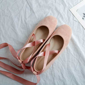 春款温柔仙女鞋少女芭蕾绑带平底网红晚晚鞋搭配裙子的鞋百搭单