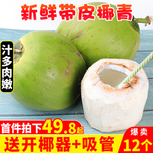 海南带皮椰青新鲜椰子12个装大青椰嫩椰热带水果孕妇椰汁椰皇整箱
