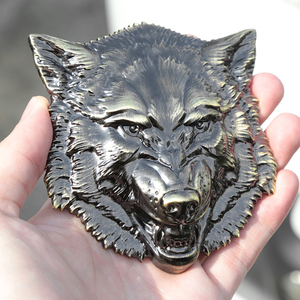 狼头金属3D浮雕车贴中网标越野车个性改装车标贴遮痕贴纸动物尾标