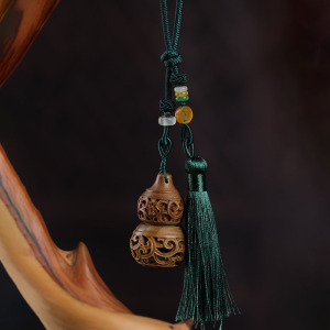 绿檀木刻镂空葫芦香囊挂件装饰可打开国风流苏饰品创意礼物吊坠
