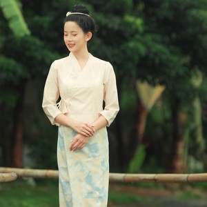 小娘惹网红套装傣族日常裙子西双版纳旅拍服装女泰国风味店服茶服