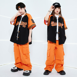 街舞儿童潮服套装hiphop男童嘻哈棒球服外套演出服走秀潮牌春夏酷