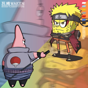 海绵宝宝派大星火影忍者联名款男卫衣休闲潮流宽松港风秋冬连帽装