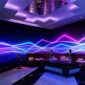 ktv包厢装饰墙纸3d科技感霓虹线条直播背景墙布歌厅酒吧走廊壁纸