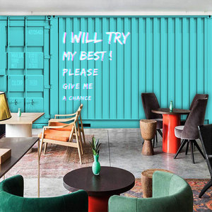 舞蹈学校前台墙纸网红奶茶店墙布装饰街舞工作室集装箱背景墙壁纸