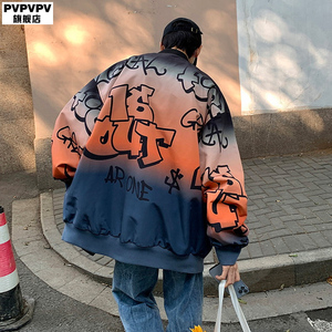 欧美高街hiphop夹克外套男港风ins潮牌百搭春秋美式复古潮流大码