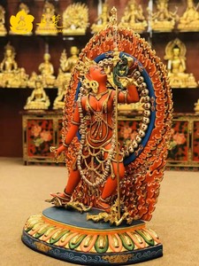 尼泊尔精品鎏金彩绘空行母 那若空行母佛像 卡雀玛 大师作品90cm